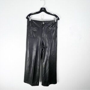 ANTHROPOLOGIE MAEVE The Colette Black Faux Leather High Rise Cropped Pants 29